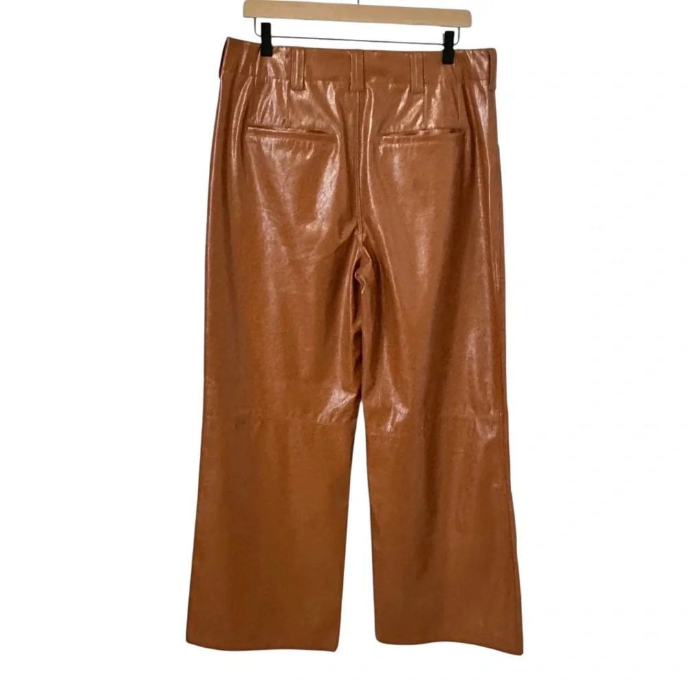 Free People Wide Leg Leather Pants Star Crossed Lovers Earthy Boho Neutral 12 - Picture 9 of 13